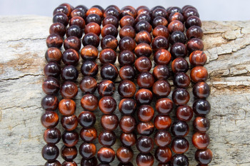 Red Tiger Eye A Grade Polished 6mm Round - 2mm Large Hole